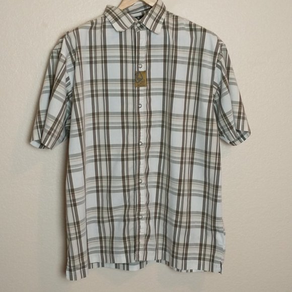 Kani Other - Kani Brown and Cream Plaid Short Sleeve Shirt Size XL